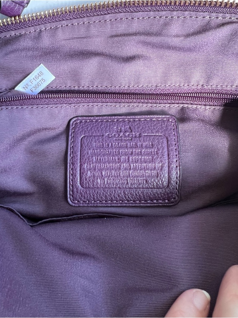 COACH Purple Pebble Leather Shoulder/Crossbody Purse w Gold Hardware AUTHENTIC - Picture 12 of 14